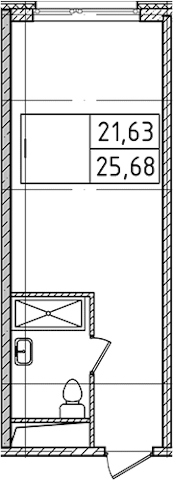 Квартира студия 25.68 м², 6/14 эт., Комплекс апартаментов «Ladozhsky Avenir»